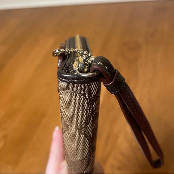 Coach Signature Canvas Zip Around Wristlet - Picture 12 of 13